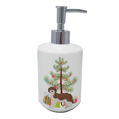 Carolines Treasures 7 x 3.5 in. Sheepadoodle Christmas Tree Ceramic Soap Dispenser CK3867SOAP